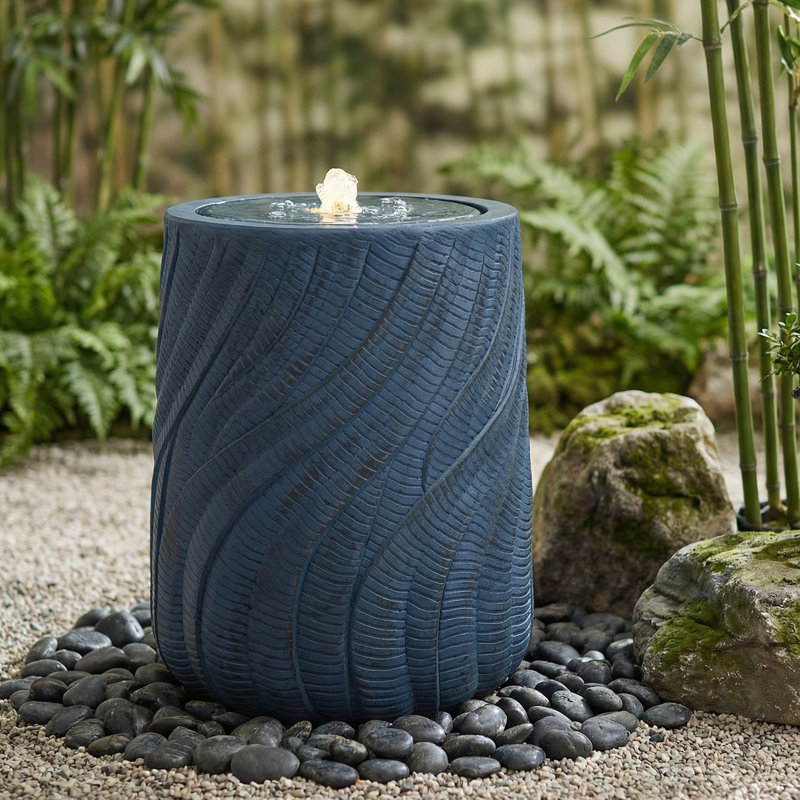 Textured Spiral LED Outdoor Bubble Fountain - Blue, Blue