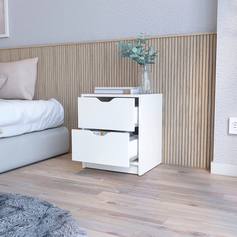 2-Drawer Nightstand, White