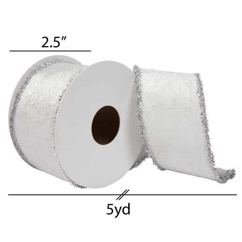 Ruban de Noël, H 2,5 po x l 180 po x P 2,5 po, Ivoire