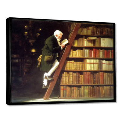 «Charmant Librarian In The London Library - Bibliothèques», reproduction d'art sur toile brune rétro