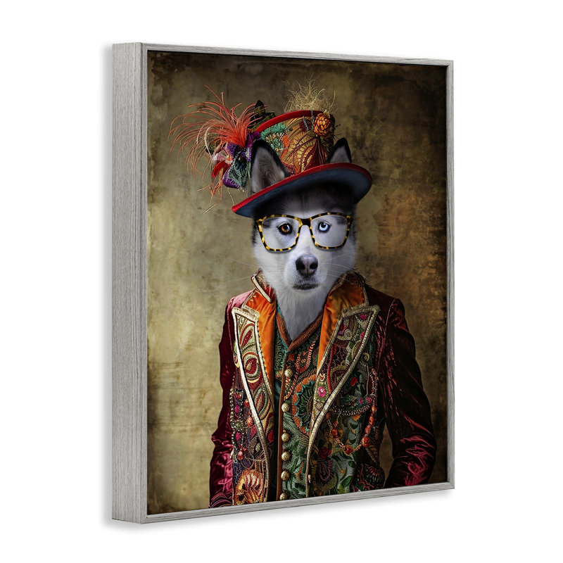 «Husky Dog» éclectique, giclée par Karen Burke, Estampe numérique Farmhouse, H 30 po x l 24 po