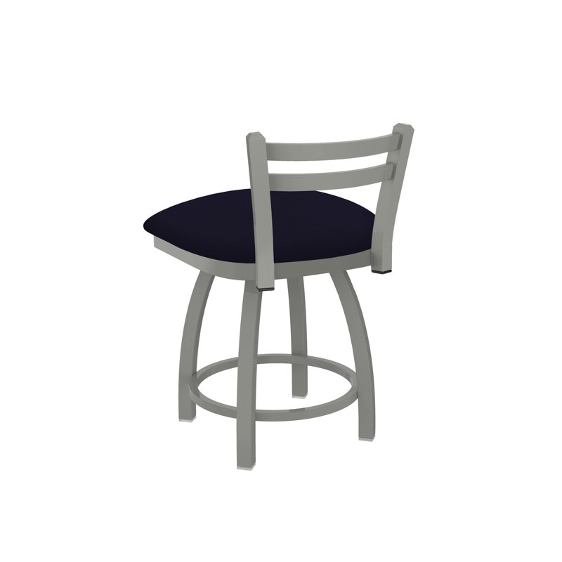 Tabouret de coiffeuse en métal Jackie, Nickel anodisé, Vinyle - Crépuscule galop