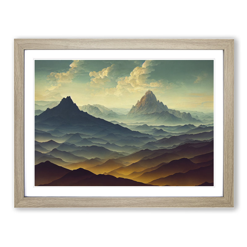 Spirited Mountain Landscape - Framed Print, Oak Framed, 25cm H x 34cm W x 2cm D