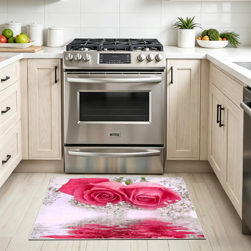 Tapis rose lavable à la machine