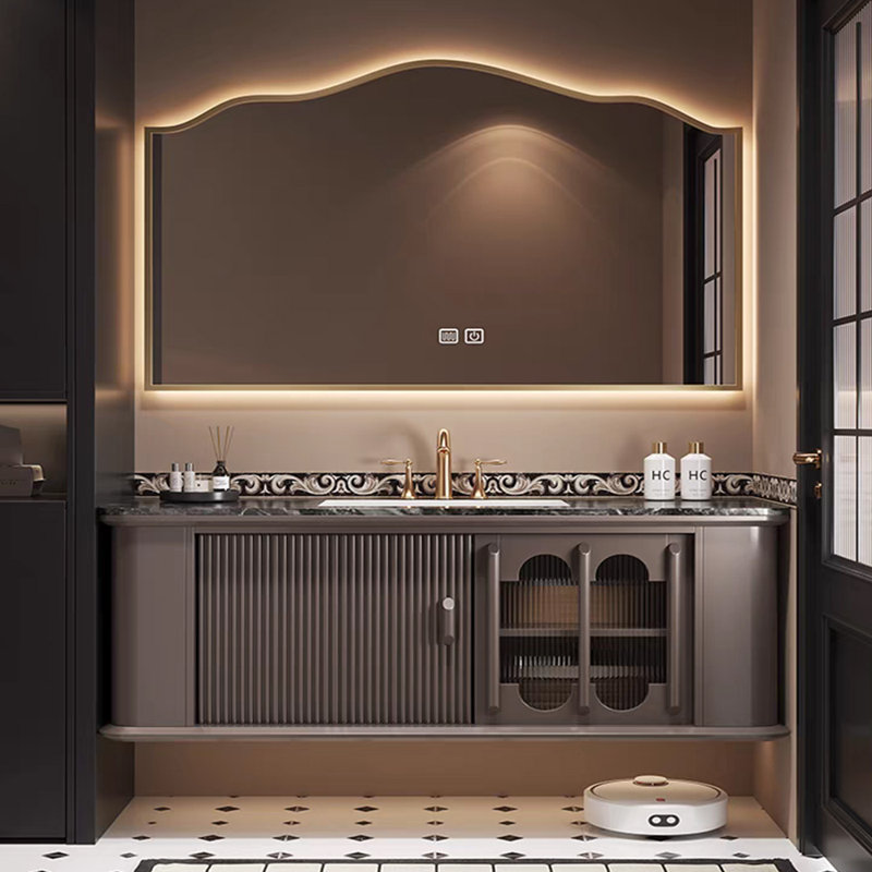 Armoire de salle de bain simple de style américain, H 21,65 po x l 55,12 po x P 21,65 po