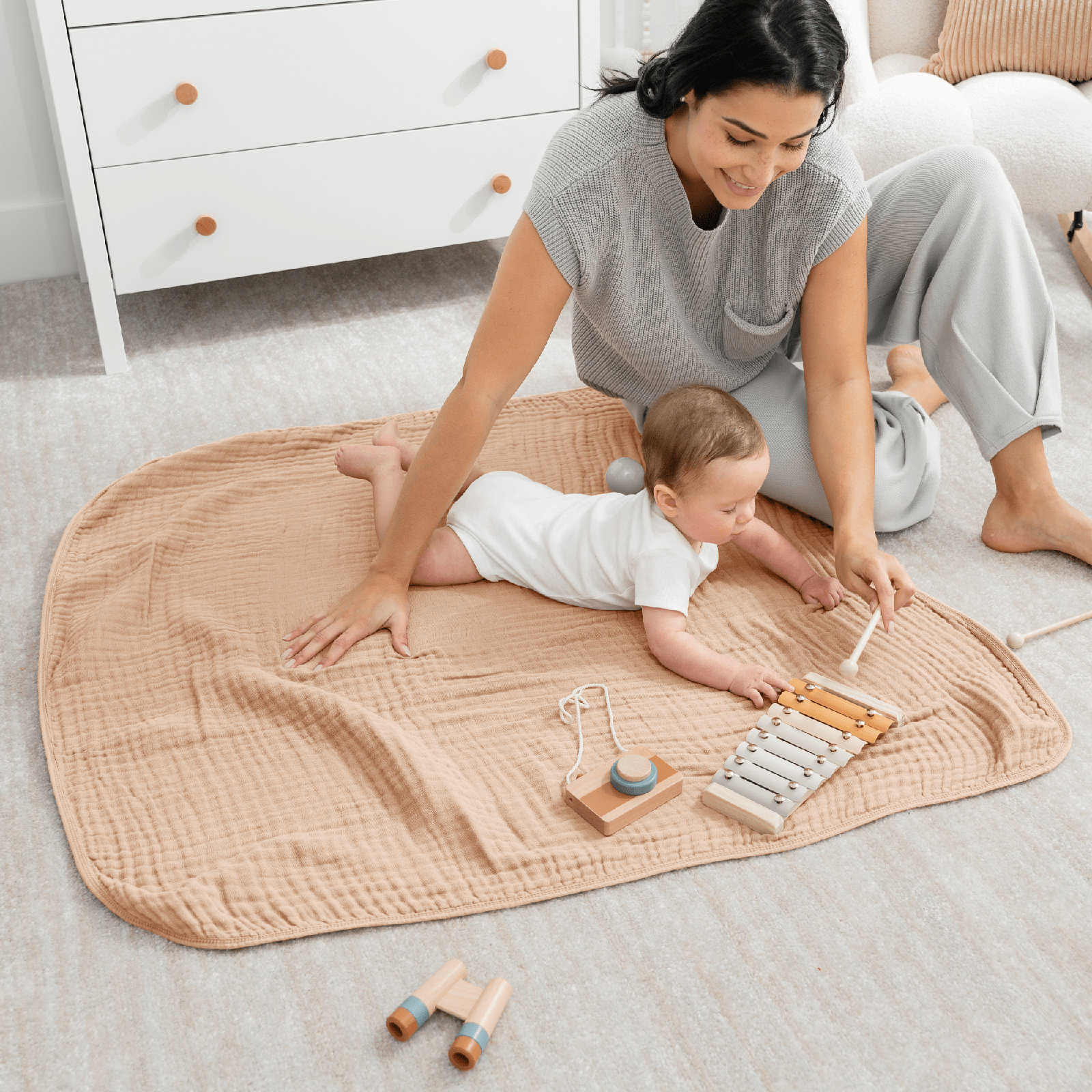 Karlina Muslin Blanket, Baby, Cream