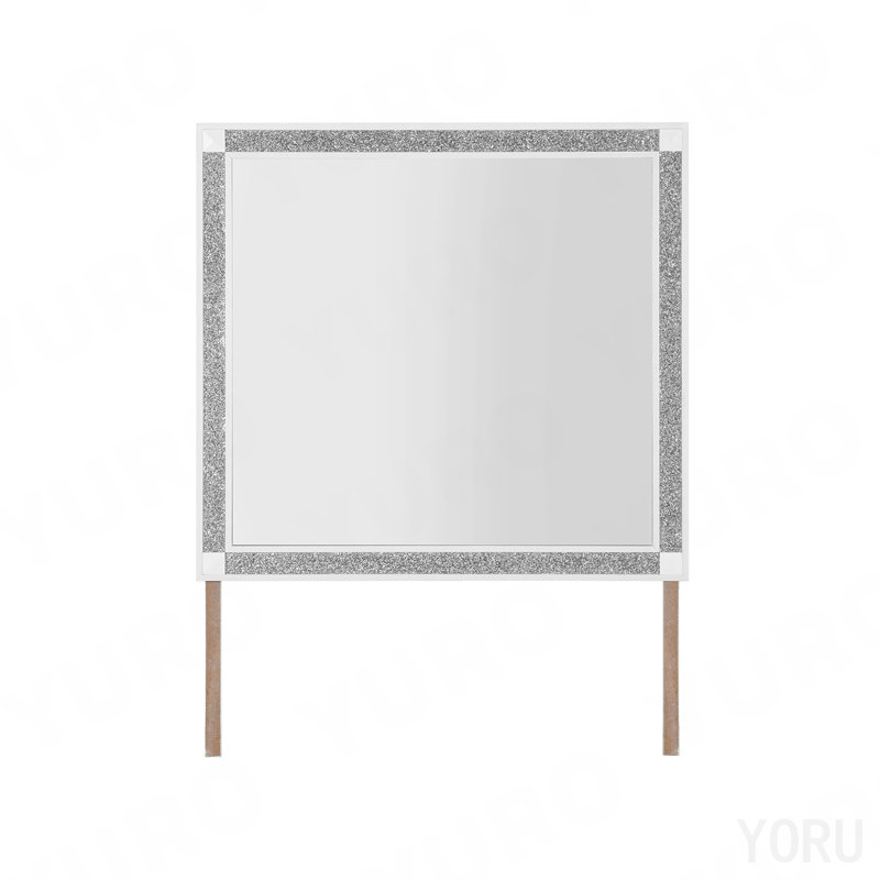 Miroir blanc, H 36,02 po x l 38,03 po, Bois massif et panneau de fibres à densité moyen, Rectangulaire