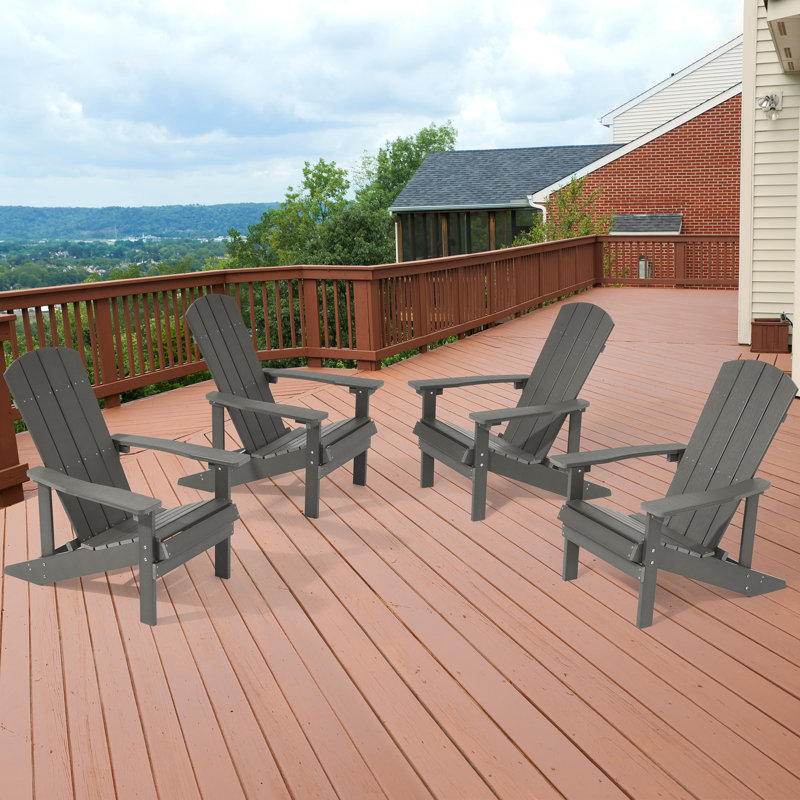Chaise Adirondack de Bergenfield, chaise de patio en plastique toutes saisons, chaise de foyer résistante aux intempéries pour terrasse de jardin