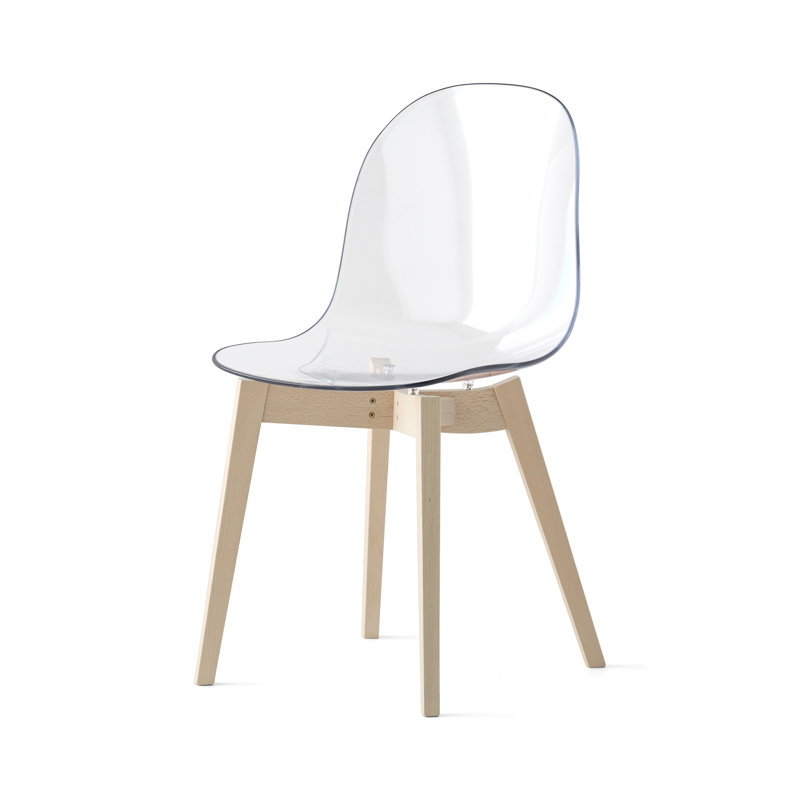 Academy Armless Chair with Wooden Frame, Transparent/Bleached Beech