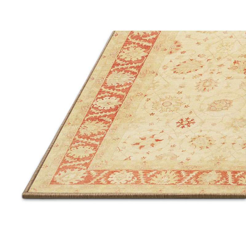 Tapis oriental rouge / jaune Doumet, Rectangle 5 pi x 8 pi
