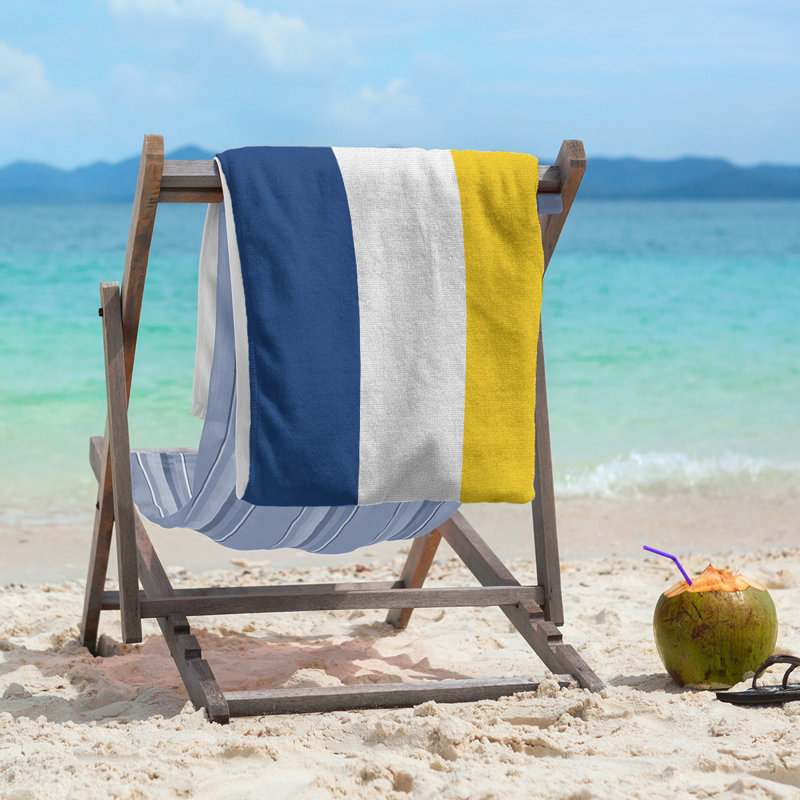 Beach Towel, Off White/Blue/Yellow