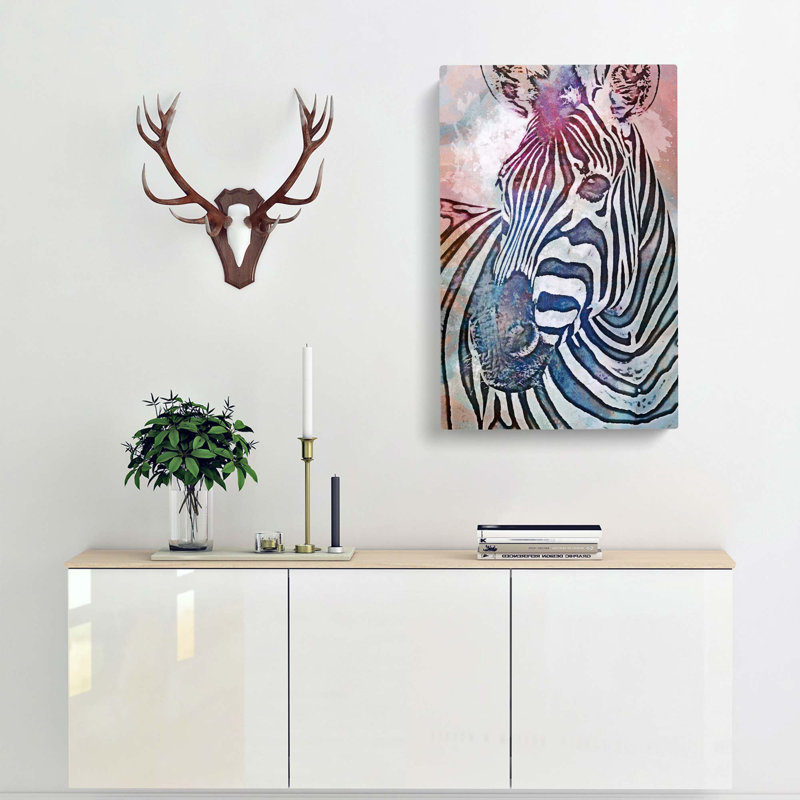 Colourful Zebra In Abstract - Wrapped Canvas Painting, 50cm H x 35cm W x 3cm D