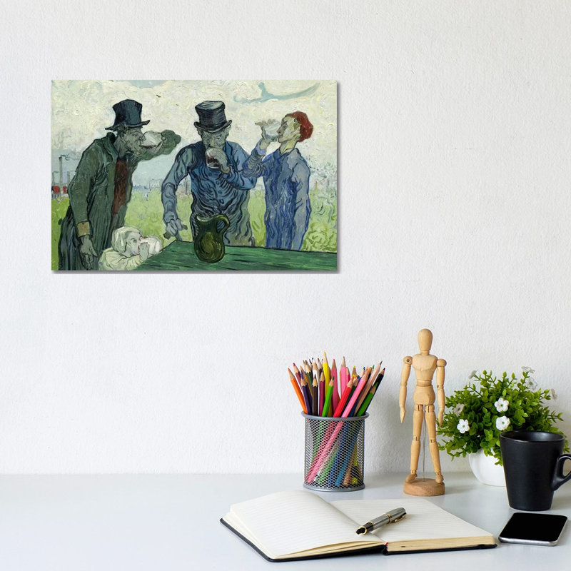 The Drinkers, 1890 by Vincent Van Gogh - 1 Piece Wrapped Canvas Painting, 20.32 cm H x 30.48 cm W