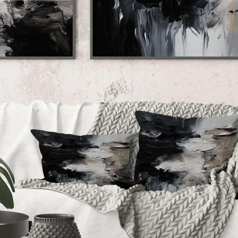 «Black Textured Splash Paint Art II», reproduction d'art abstraite, H 16 po x l 16 po, Carré