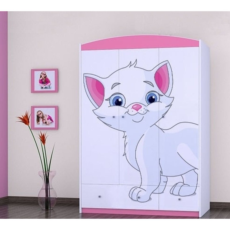 Parrott 3 Door Wardrobe, Pink