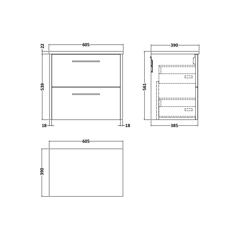 Juno 60.5cm Single Bathroom Vanity Base Only, Midnight Blue