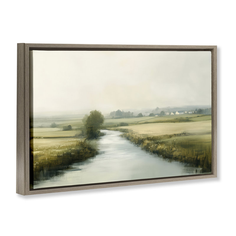 Cadre flottant Miroir Of Calm Landscape, design par Novae, Cadre flottant orme Montalcino, H 17 po x l 25 po