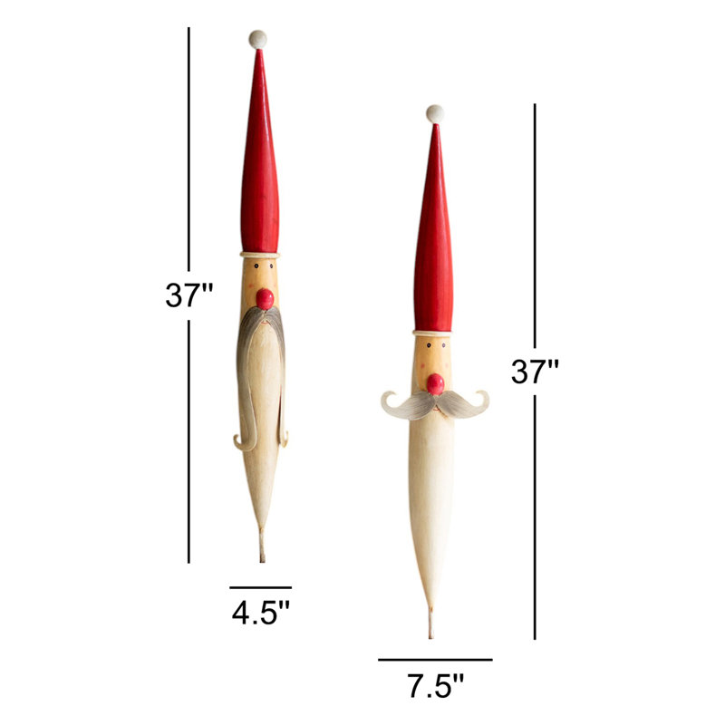SET OF TWO HAND PAINTED TALL SANTA FACES