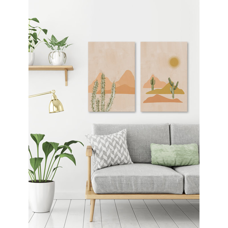 Tough Plants Diptych - ensemble de 2 peintures sur toile tendue, H 30 po x l 20 po