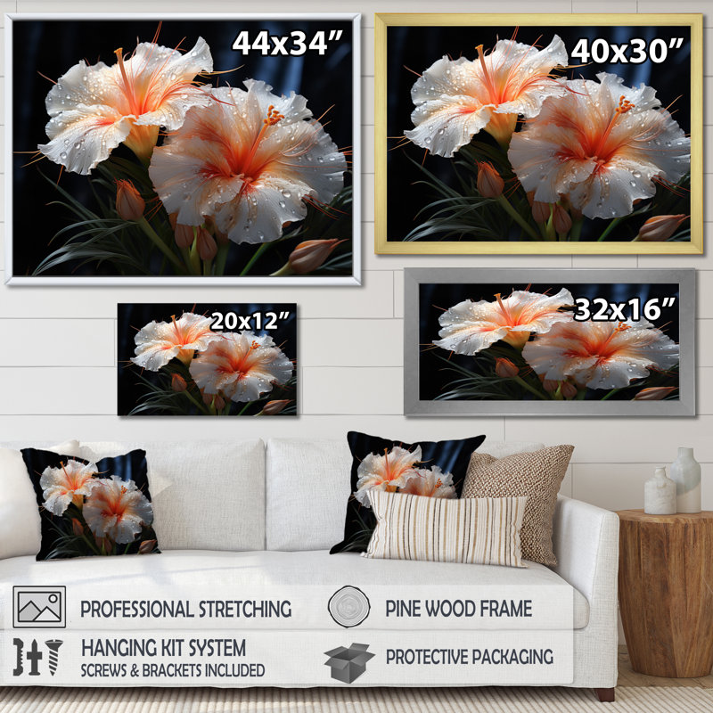 Belle fleur blanche dans une forêt tropicale IV - reproduction, H 24 po x l 32 po x P 1 po, Toile tendue