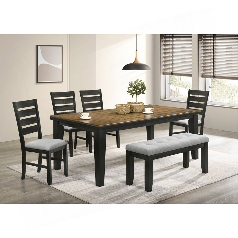 Table rectangulaire de salle à manger 1Pc, Natural/Charcoal, 30" H x 64" W x 42" D