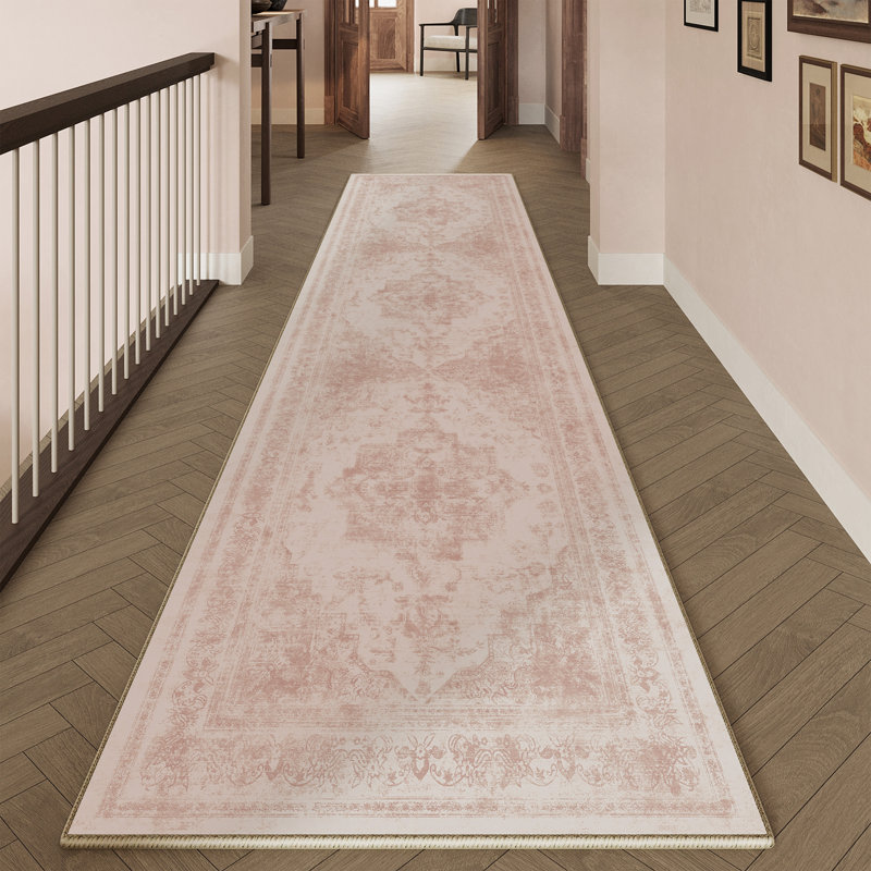 Elaine Machine Washable Oriental Area Rug with Non-Slip Backing, Runner 2' x 8'