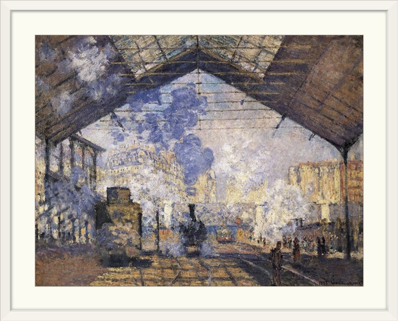 La station Saint-Lazare par Claude Monet - reproduction, H 18 po x l 24 po x P 1,5 po, Toile