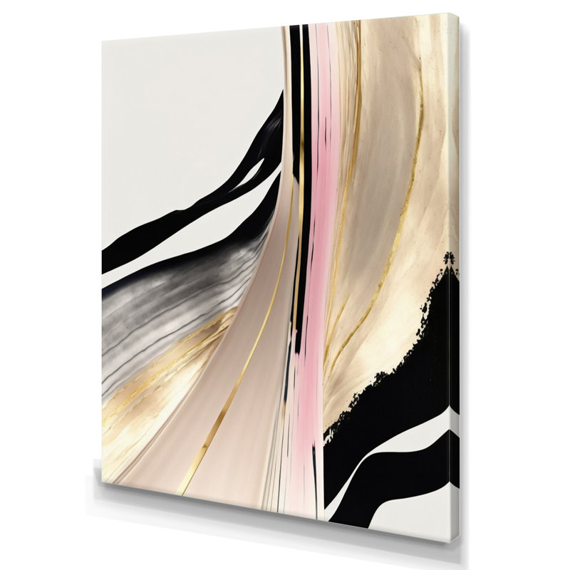 Minimalisme rose et or cubique Fusion VII - impression sur toile, H 44 po x l 34 po x P 1,5 po, Toile tendue