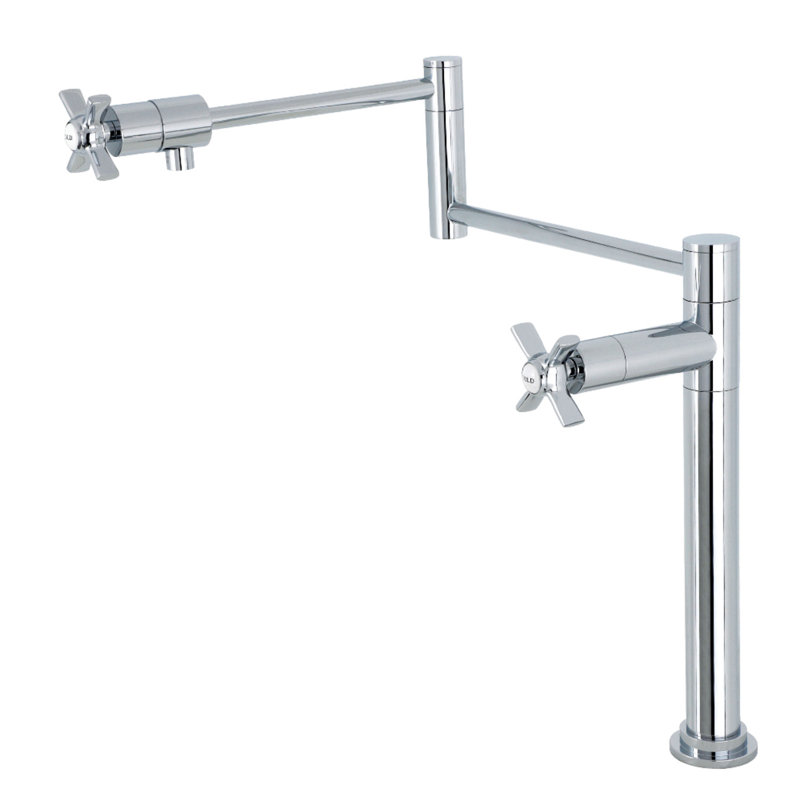 Kingston Brass Millennium Two-Handle 1-Hole Deck Mount Pot Filler Faucet, Polished Chrome