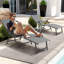 Cllgone Outdoor Metal Chaise Lounge Set with Table-703205135-703205133