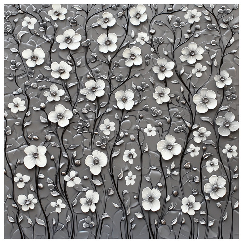 White Floral Embossed Pattern Duvet Covers, Twin