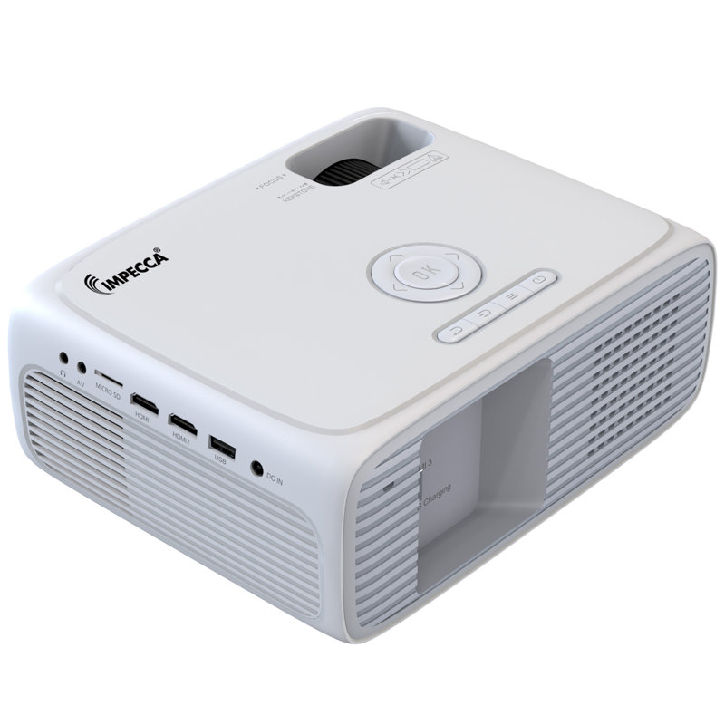 Impecca Portable Home Theatre Projector, 200 ANSI Lumens, 720P, up to 180” w/ Protective Case