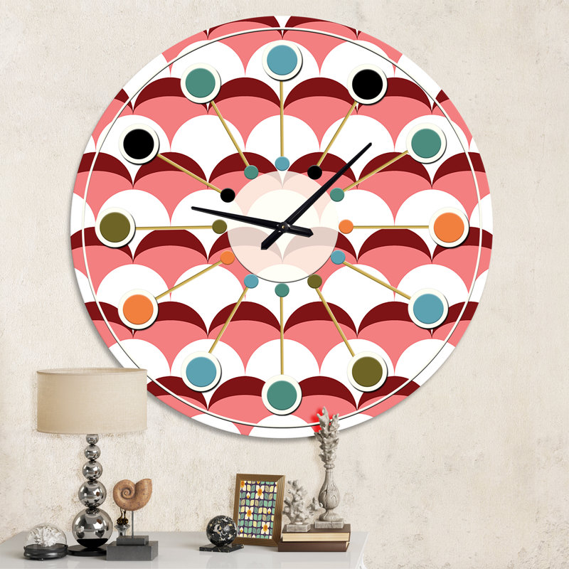 Horloge murale géométrique rétro V - Mid-Century, Moyen