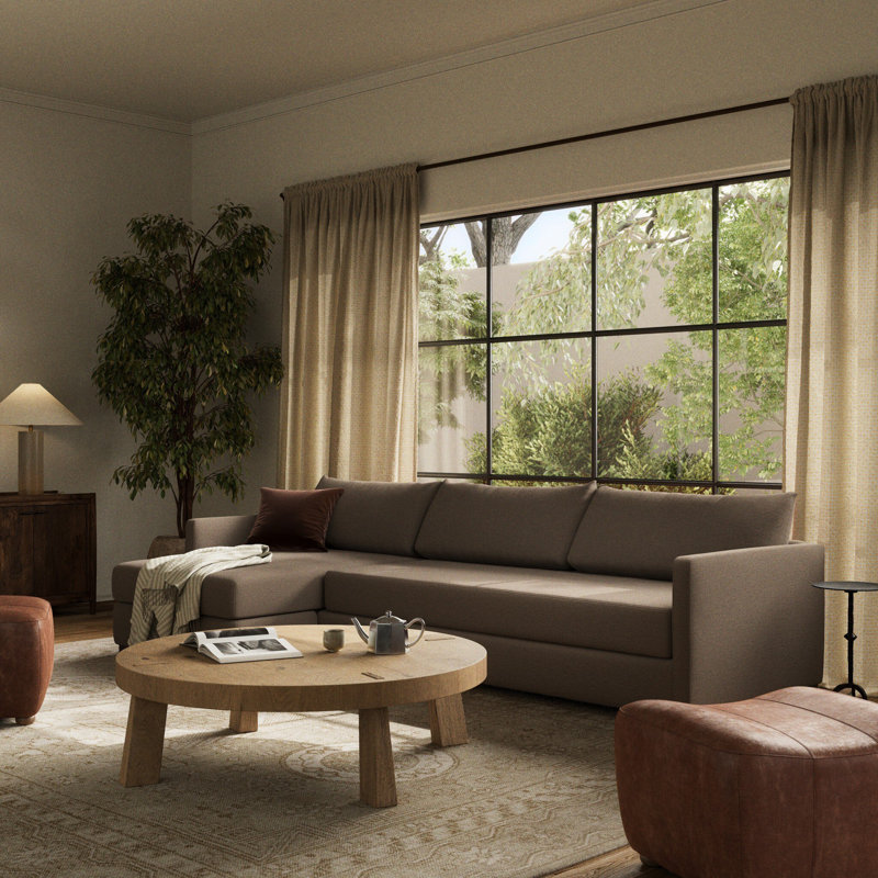 Wickham Chaise Sectional, Left Hand Facing, Crypton Nomad Snow Polyester Blend