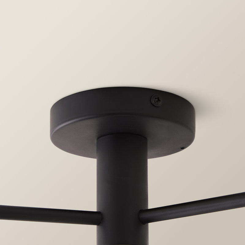 Abigahil Glass Semi Flush Mount, Smoked, Matte Black, No