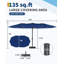 Grand parasol de terrasse extérieur à double face de 15 pi avec lumières solaires 36 lumières DEL et base croisée incluses pour la terrasse près de la piscine-1415200071
