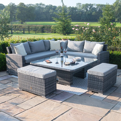 Olli Deluxe Rattan Corner Dining Set - with Rising Table