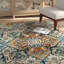 Tapis bleu / rouille en laine / coton touffeté à la main Vahakn-203312702