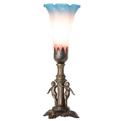 11" High Blue Tiffany Pond Lily Maidens Mini Lamp