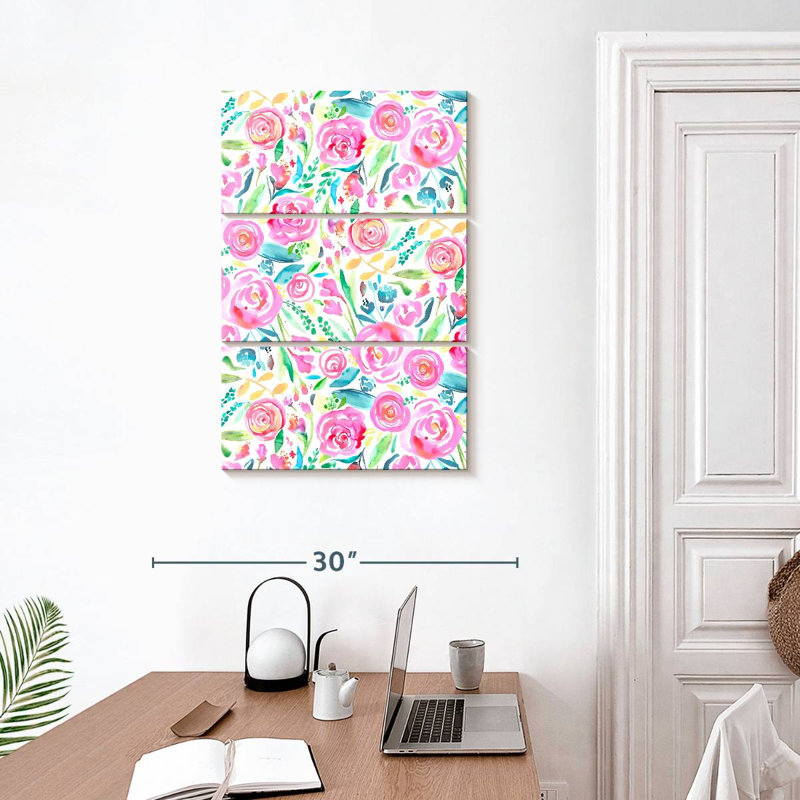 Harnek roses printanières pastel, H 32 po x l 20 po