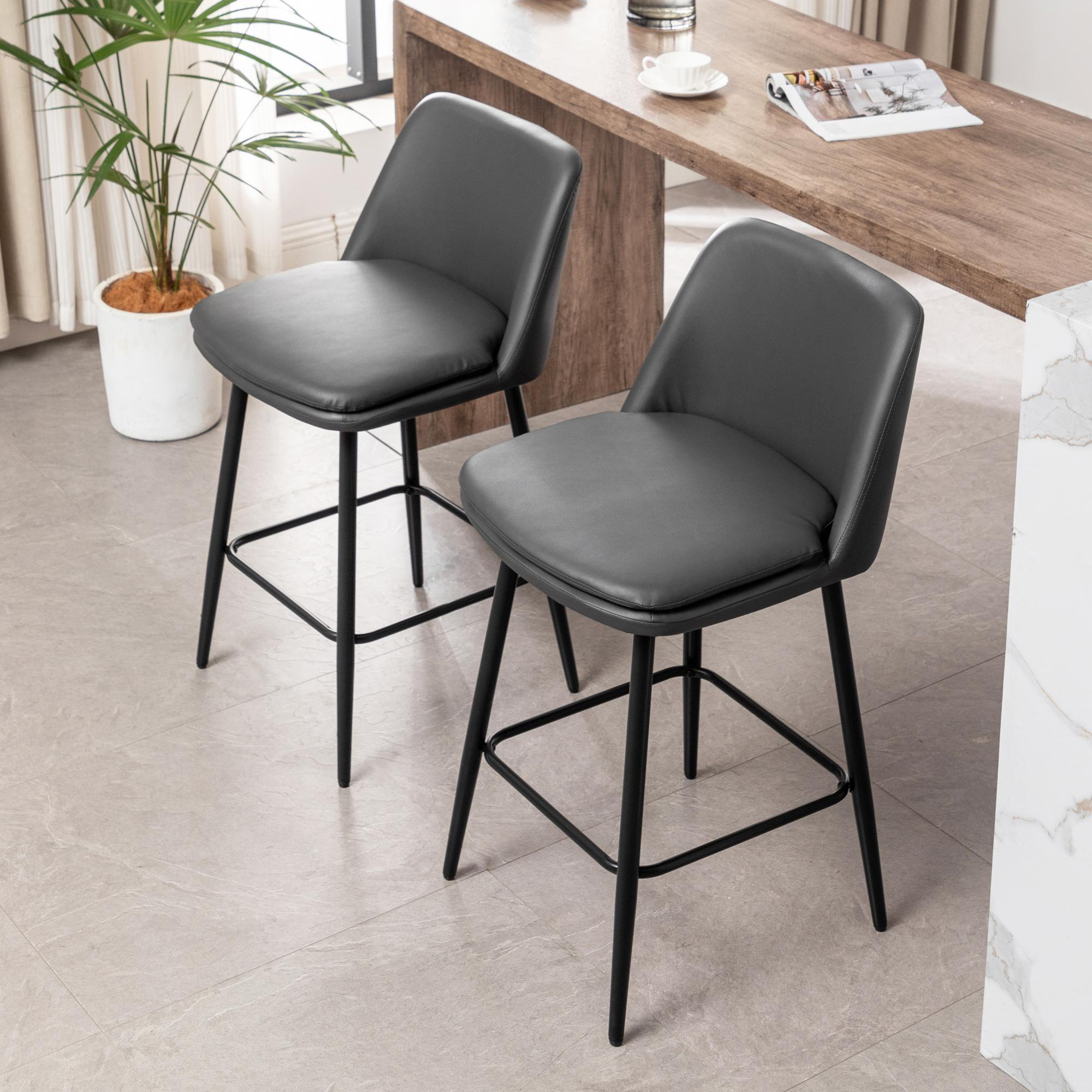 Hokku Designs Learline Swivel Upholstered 25.6'' Counter Stool with ...