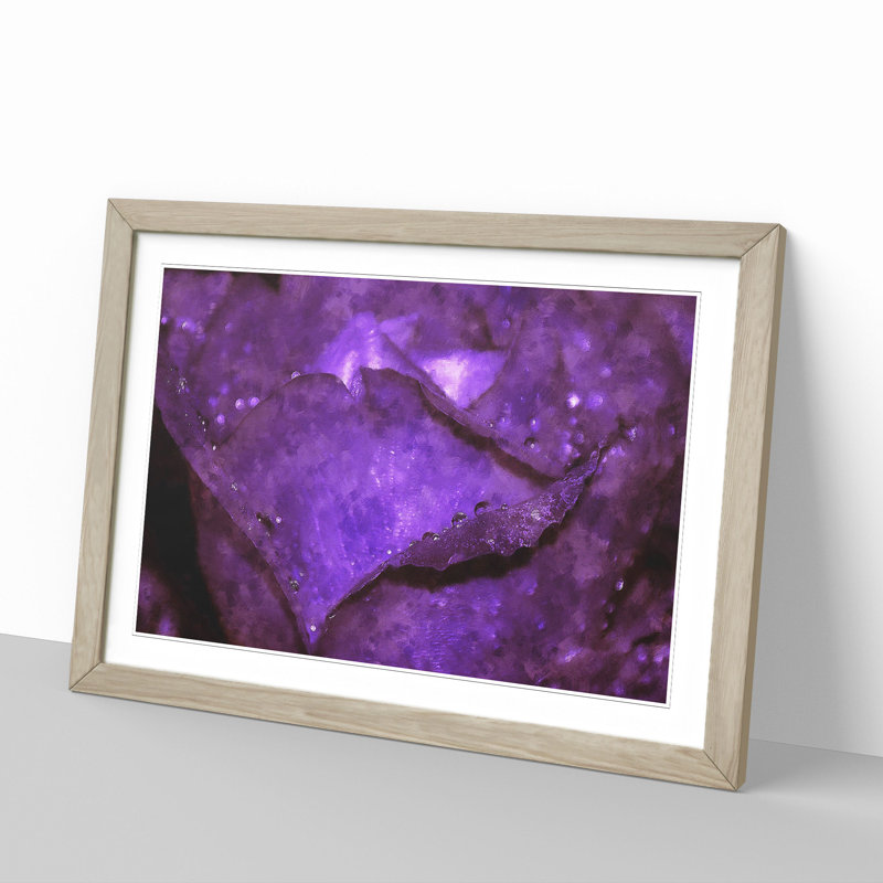 Purple Rose Flower Vol.4 - Framed Print, 48cm H x 65cm W x 2cm D, Oak Framed