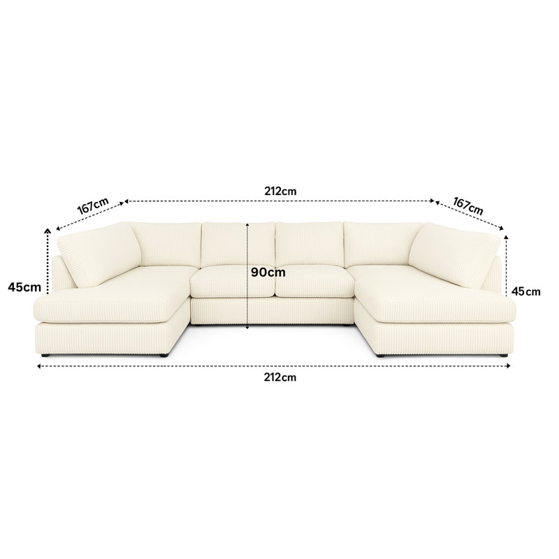 5 - Piece Upholstered Corner Sectional, Cream