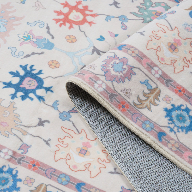 Kaldi Washable Oushak Runner, Non Slip Area Rug for Bedroom, Floral Boho Runners Vintage Mat, Rectangle 5' x 7'