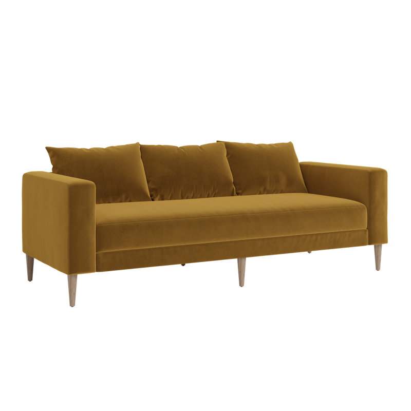 Essential Sofa, Mustard Recycled Velvet, Natural