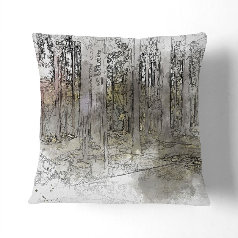 Sunlight Forest Vol.2 Sketch Square Throw Cushion, Black, 40cm H x 40cm W x 15cm D