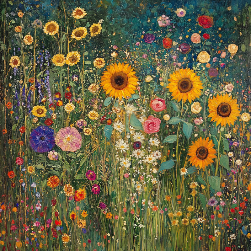 Art mural sur toile Sunlit Garden Field, H 40 po x l 40 po x P 1,5 po