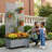 Rohun Galvanized Metal Rectangular Planter with Trellis and Locking Wheels-1481415098-1499419183