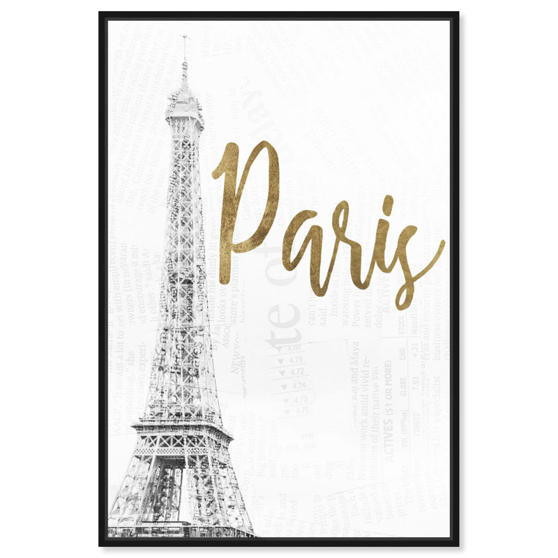 Paris Heart - reproduction d'impression sur toile, Toile avec cadre noir, 15" H x  10" W x  1.5" D