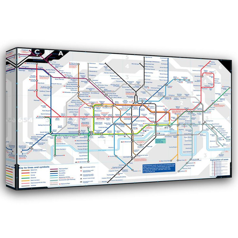 London Underground Map, 16" H x 24" W